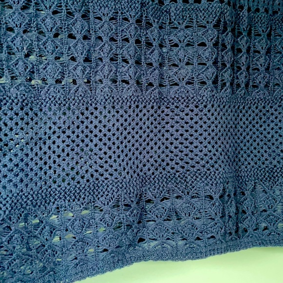 Lucky Brand navy blue open knit crew sweater NWT - Picture 6 of 12